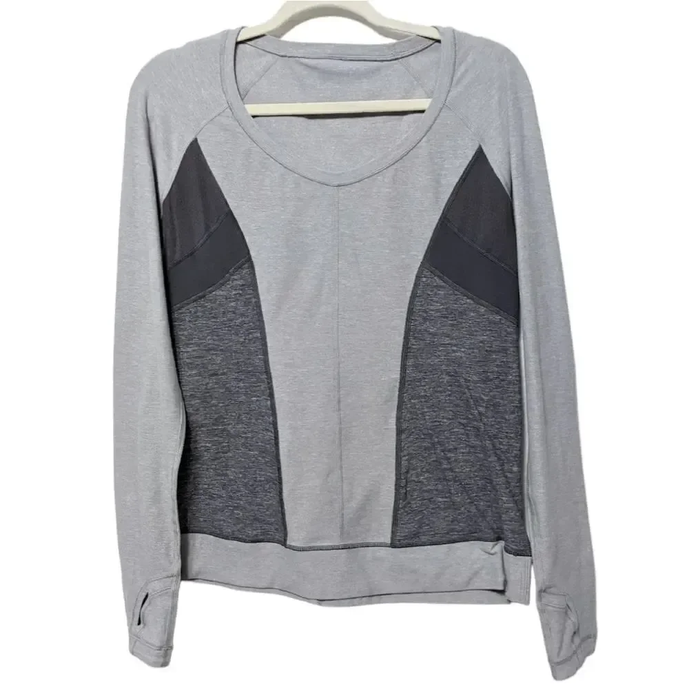 LULULEMON Stretch Colorblock Running Long Sleeve Scoop Neck Top 12